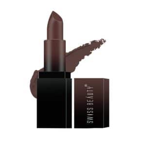 Swiss Beauty Hd Matte Pigmented Smudge Proof Lipstick Dark Brown, 3.4g