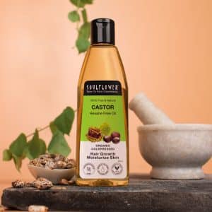 Soulflower Organic Castor Hair Oil Hair Growth Stronger Hair Skin Care Nails 100% Pure Natural Coldpressed No Mineral Oil Preservatives 225ml