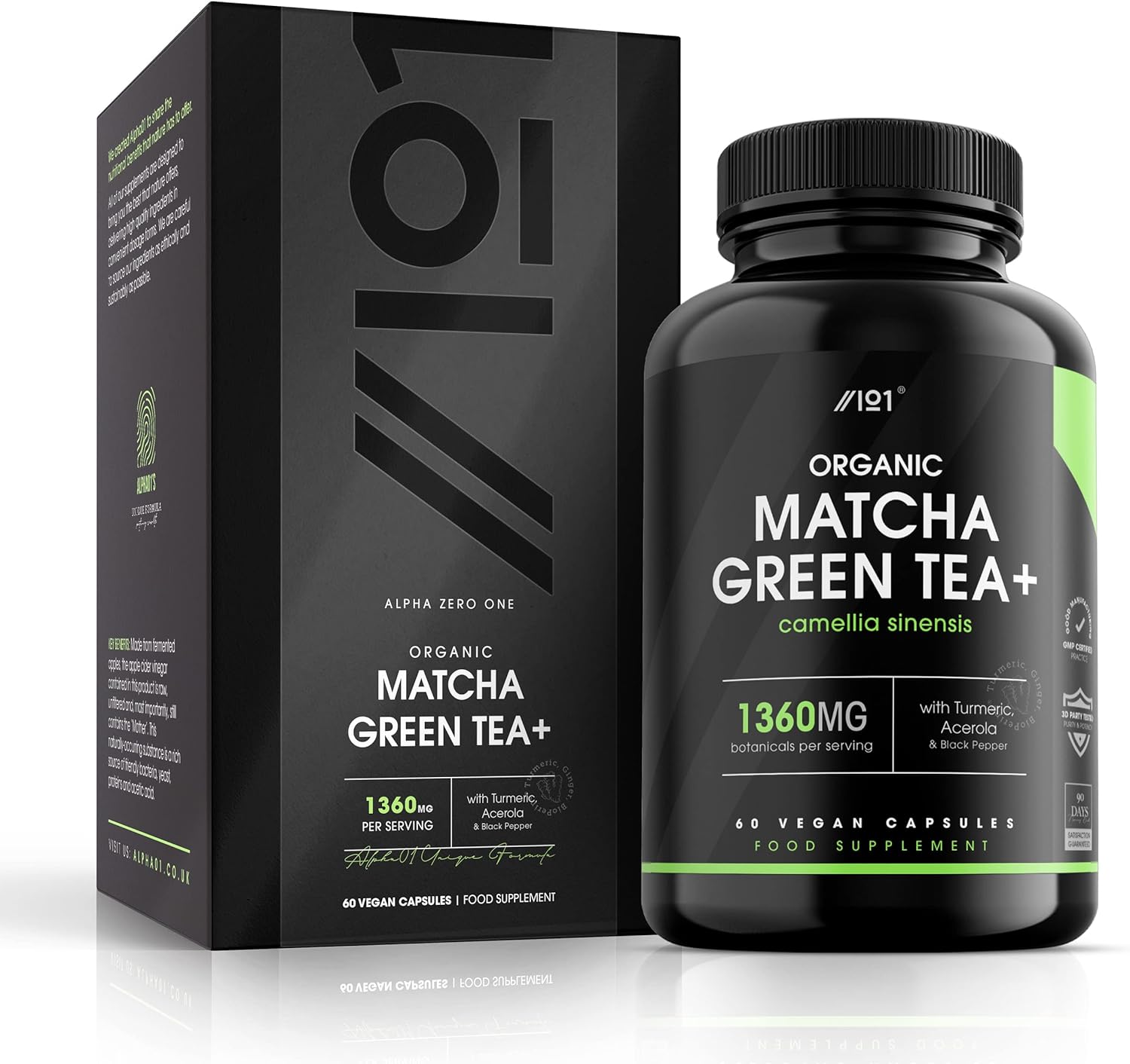  Alpha01 Organic Matcha Green Tea Extract – 1360mg, 60 Capsules