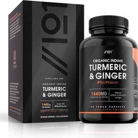 Alpha01 Organic Turmeric & Ginger – 1440mg with BioPerine, 90 Vegan Capsules