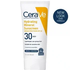 CeraVe Hydrating Mineral Body Sunscreen Broad Spectrum SPF 30 150ml