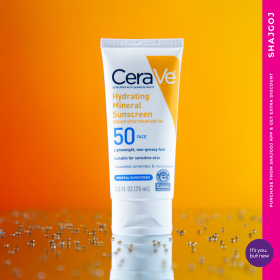 CeraVe Hydrating Mineral Face Sunscreen Broad Spectrum SPF50 75ml