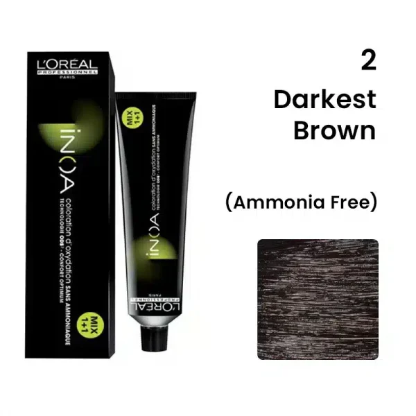 Loreal Professionnel Paris INOA Ammonia free Permanent Hair Color 2 Darkest Brown1