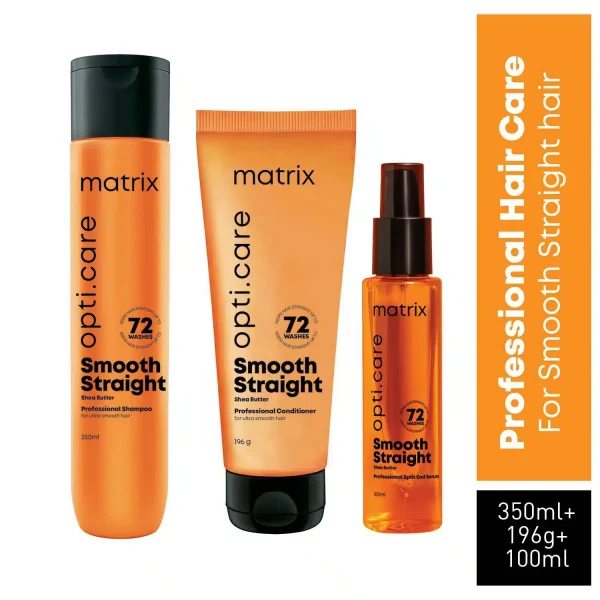 MATRIX Opti.Care Smooth Straight Hair Kit Shampoo 350ml Conditioner 196g and Serum 100ml