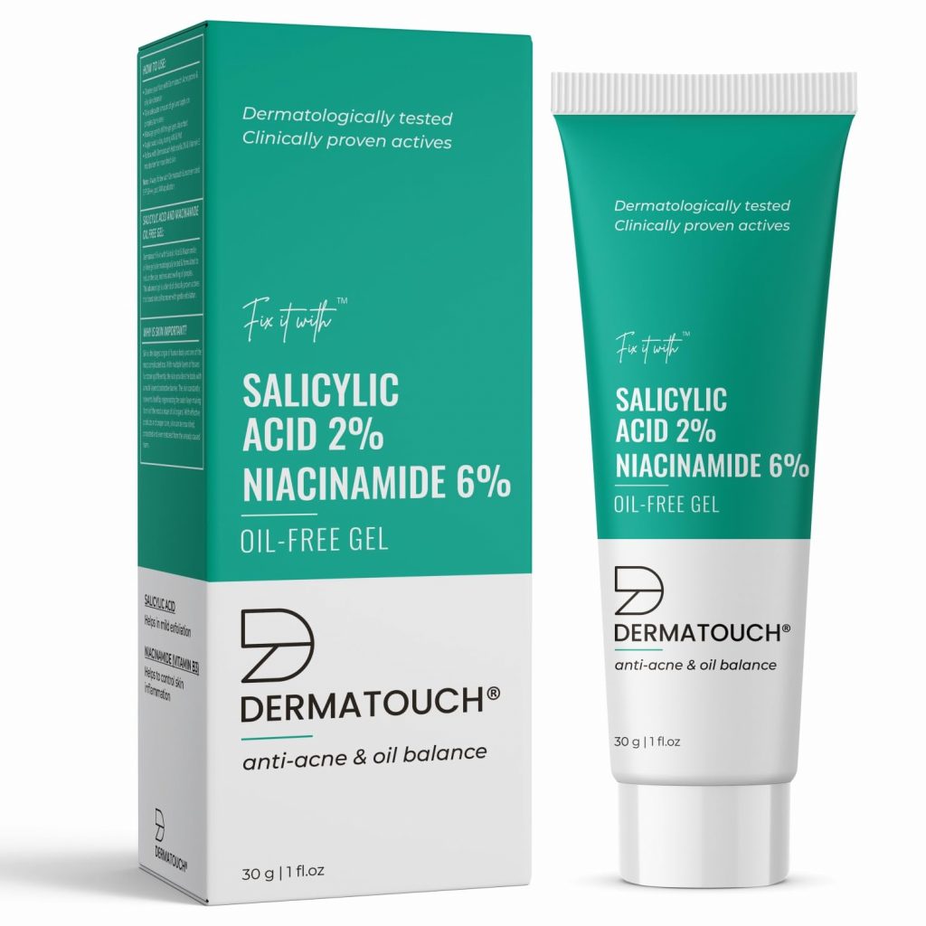 Dermatouch Salicylic Acid 2% Niacinamide 6% Anti-Acne Oil-Free Gel For Active Acne, Oil Balancing, Pore Tightening - 30G 1