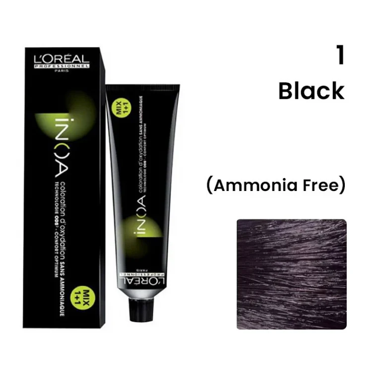 Loreal Professionnel Paris INOA Ammonia-free Permanent Hair Color – 1 (Black)