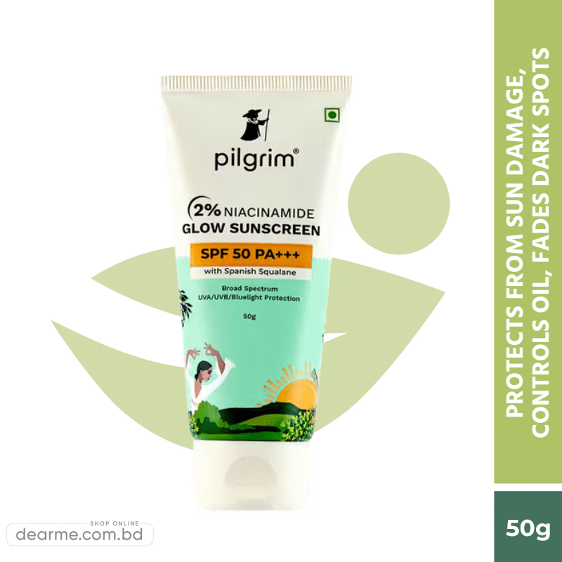 Pilgrim 2% Niacinamide Glow Sunscreen SPF 50 PA+++- 50g Pilgrim 2% Niacinamide Glow Sunscreen SPF 50 PA+++- 50g