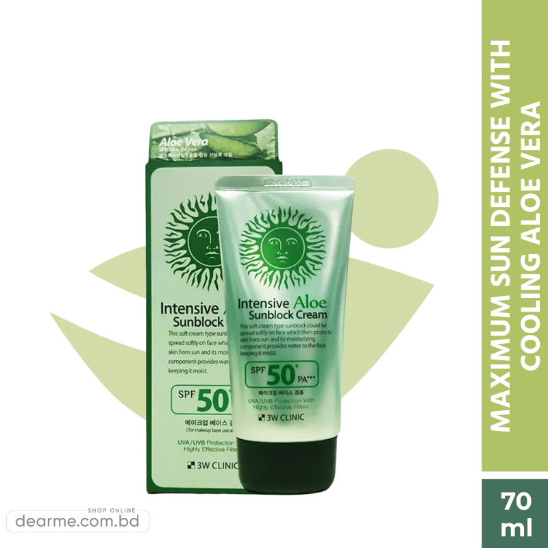 3W Clinic Intensive Aloe Sunblock Cream SPF 50+ PA+++ 70ml 3W Clinic Intensive Aloe Sunblock Cream SPF 50+ PA+++ 70ml