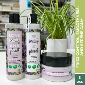 Love Beauty and Planet Argan Oil & Lavender - Smooth and Serene Hair Care Set (Shampoo, Conditioner & Mask)