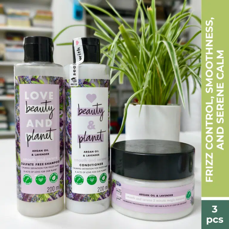 Love Beauty and Planet Argan Oil & Lavender - Smooth and Serene Hair Care Set (Shampoo, Conditioner & Mask)