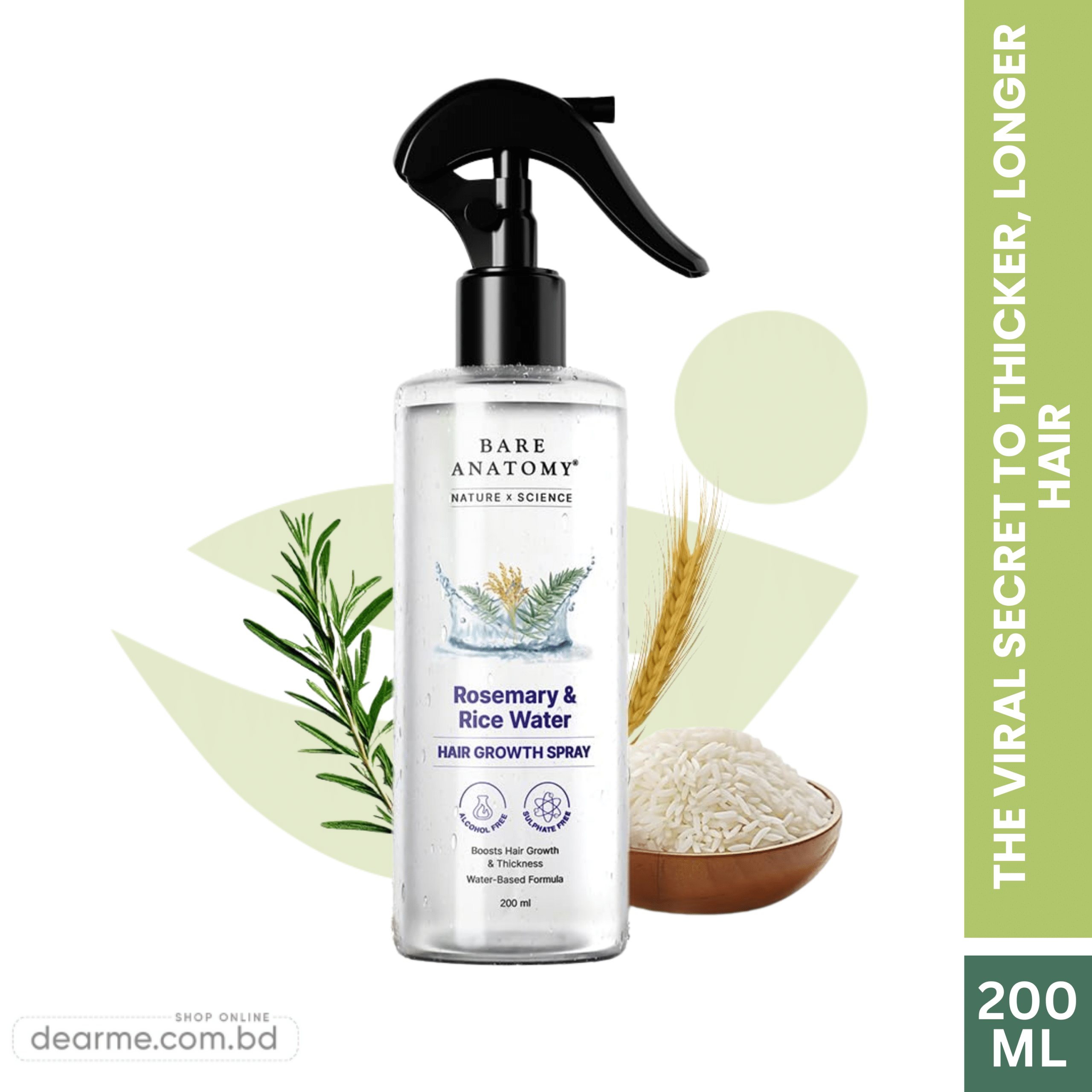 Bare Anatomy Rosemary Rice Water Hair Spray – 200ml Bare Anatomy Rosemary Rice Water Hair Spray – 200ml