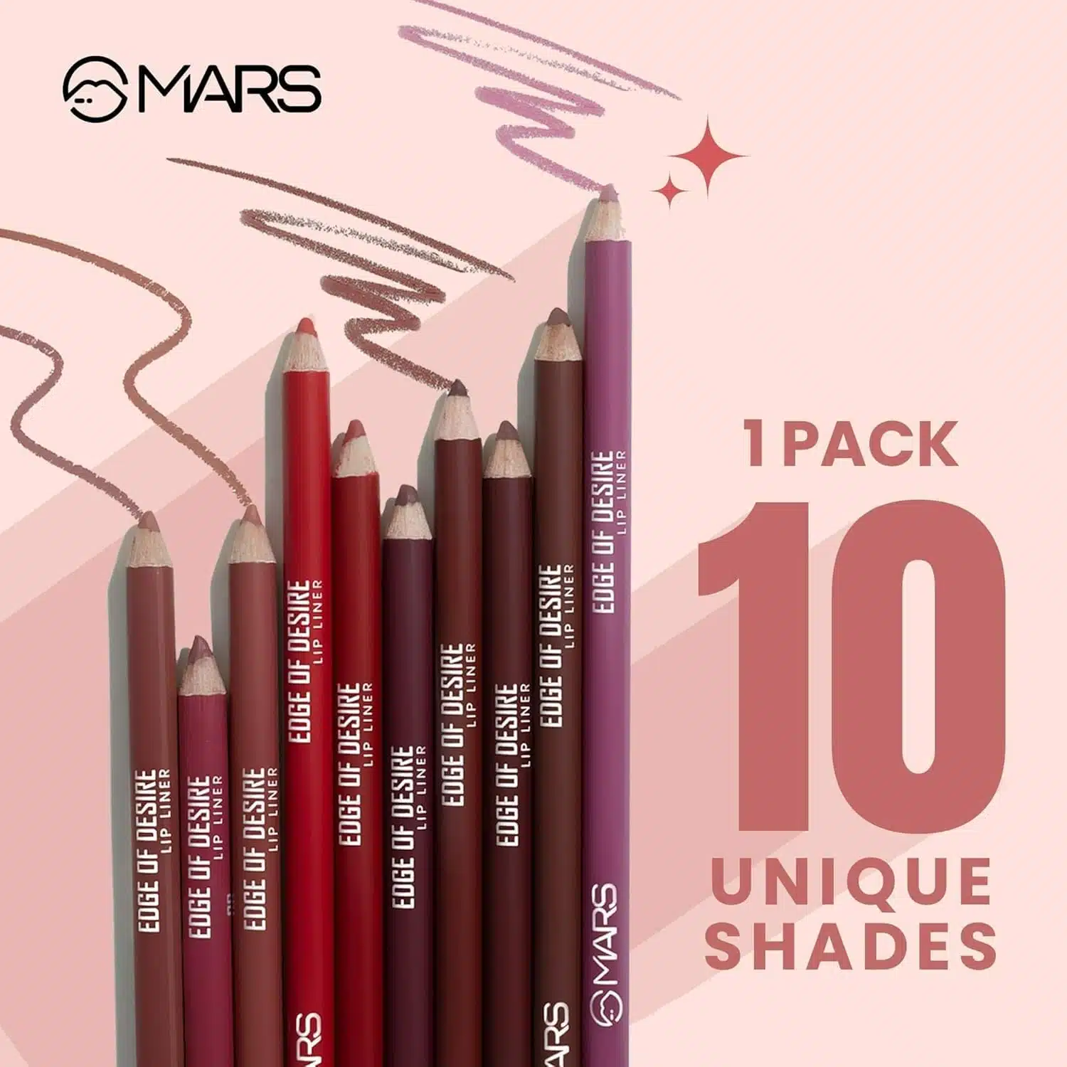 MARS Edge of Desire Lip Liner with Holder Set of 10 2