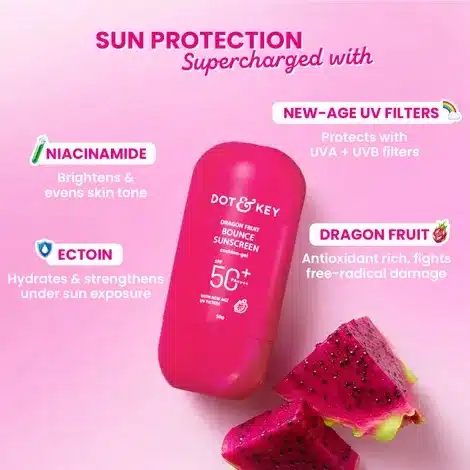 Dragon Fruit Bounce Sunscreen In Vivo Tested SPF 50 PA with New Age UV Filters 50 gm 7