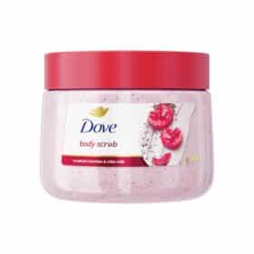 Dove Cherry & Chia Milk Body Scrub Exfoliates and Deeply Nourishes for Smooth, Radiant Skin – 425gm